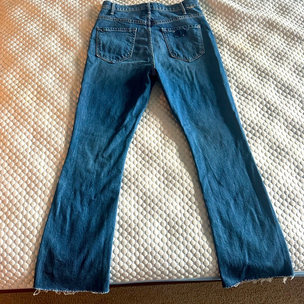 MOTHER the hustler flood fray jeans